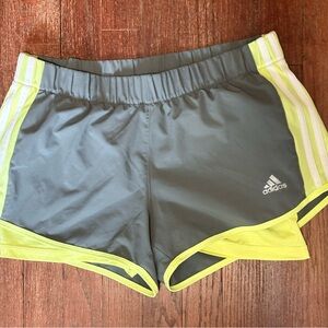 Adidas Gray and Yellow Athletic Shorts with Biker Short Lining - Medium